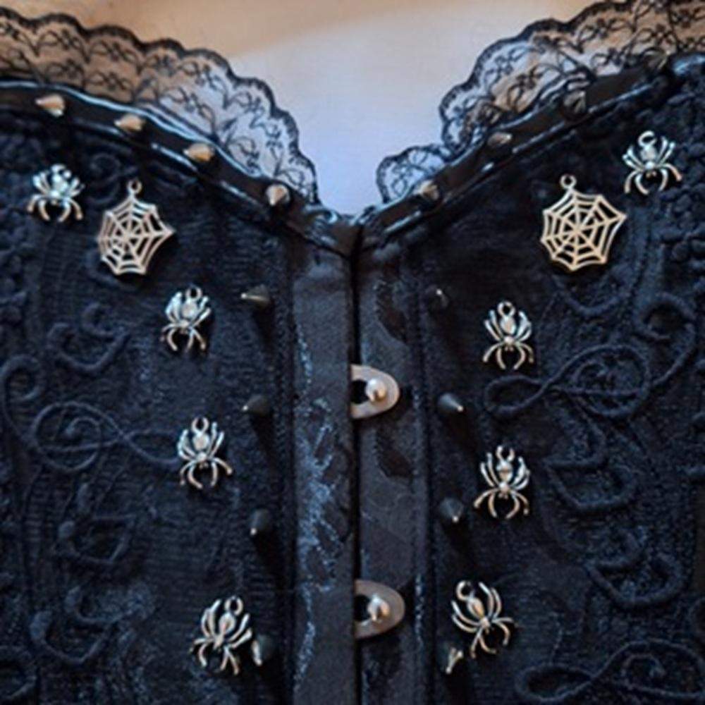 Gotycki gorset damski „Czarna Koronka” z ćwiekami rozmiar M